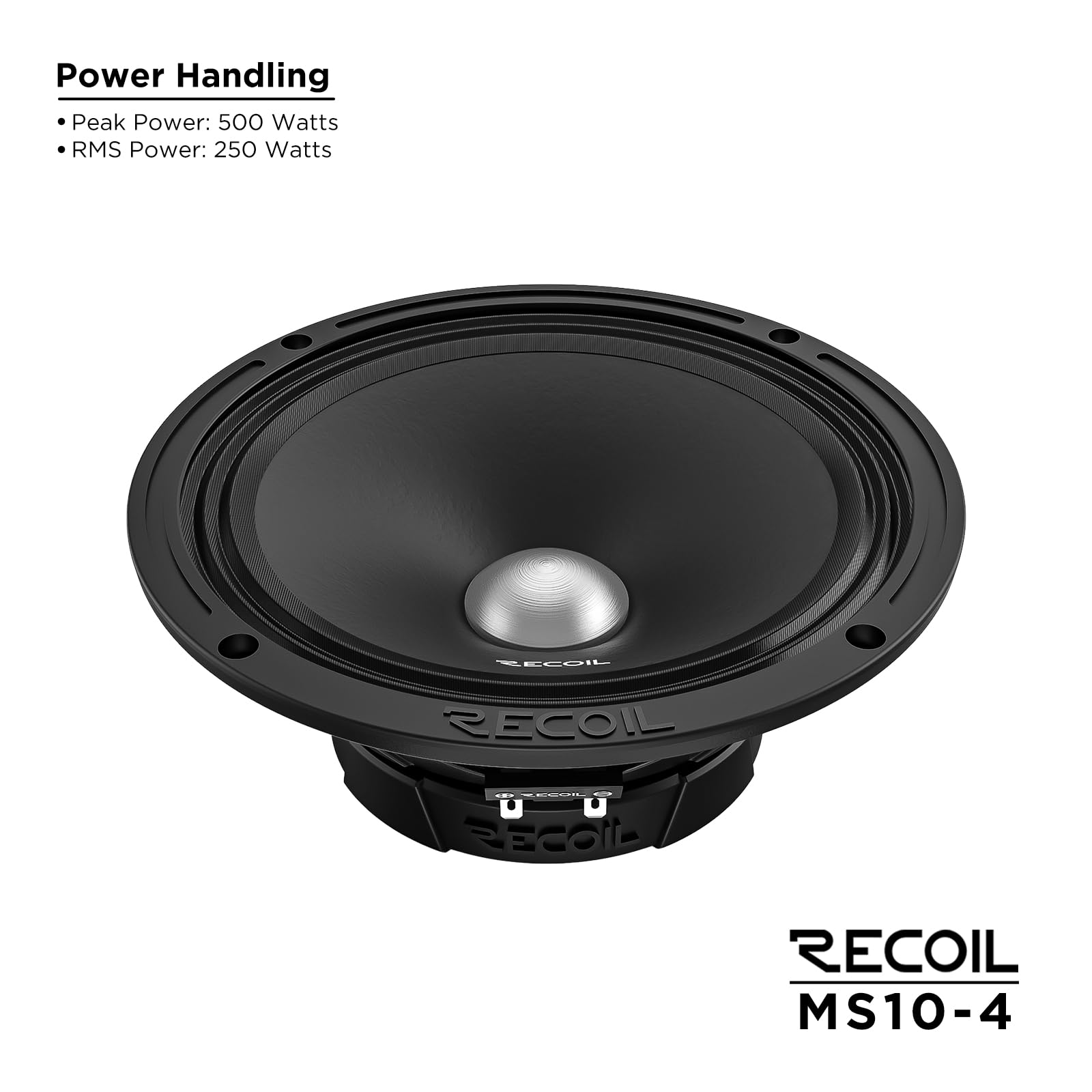 RECOIL MS10-4 10-Inch Midrange Pro Audio Car Speakers, 500 Watts